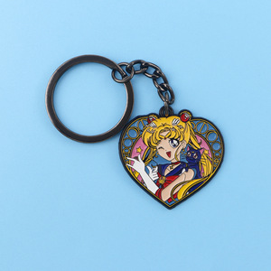 High Quality 6 Styles Anime <b>Personalised</b> Engraved Metal Keyrings Cartoon Metal Enamel Keychain Pendant for Backpack Key Chains - Product Image 1