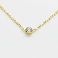 Collier pendentif en zircon plaqué or, pierre ronde transparente, chaîne en acier inoxydable, pour cadeau, fête, mariage