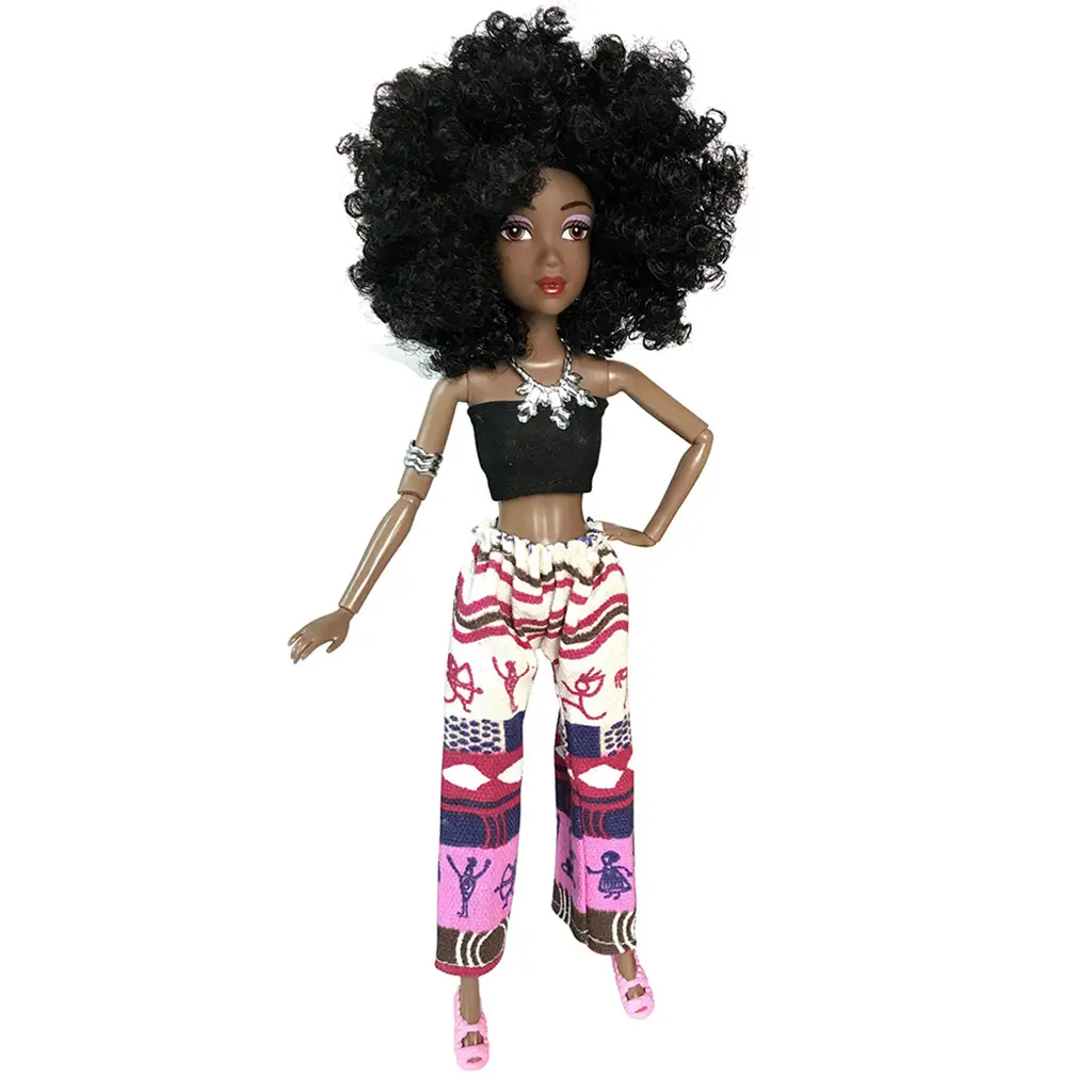 Fashion Realistic Baby Dolls African American Newborn Kids Children Mini Girl Toy Set