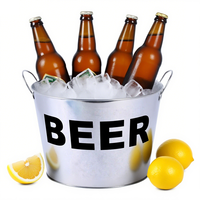 Bacs à boissons et seaux à glace en métal galvanisé sur mesure pour les fêtes de bar d'hôtel-Refroidisseur de bouteilles de vin et seau à bière