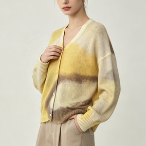 Cárdigan de punto degradado Tie Dye para mujer Tyan, cuello en V, abotonado, hombros caídos, suéter de punto holgado, abrigo de punto para mujer - Product Image 3