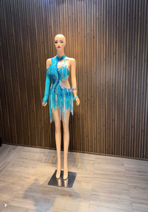 Vestido de Fiesta Ajustado de Manga Larga con un Hombro Descubierto para Mujer, con Pedrería de Alta Gama, Tela de Poliéster, Estilo Urbano de Invierno - Product Image 3