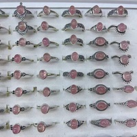 Bague en argent sterling 925 vintage avec cristal de guérison spirituelle en quartz rose foncé naturel pour l'amour et l'activation du chakra cardiaque
