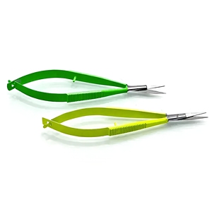 Wholesale Powder Coated Curved Spring Scissors Neon Green Yellow Stainless Steel Professional Eyelash <b>Extension</b> Eyebrow Scissor - Product Image 1