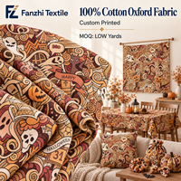 Tissu Oxford en coton imprimé numérique personnalisé artistique, motif Halloween, durable, 130 g/m², pour chemises, artisanat, décoration intérieure
