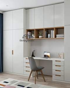 Bestpreis Massivholzgriff Benutzerdefinierte Flachtür Schaukel Kleiderschrank im modernen Stil Weiß Holzmaserung - Product Image 6