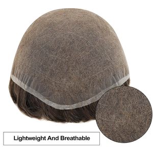 Topunique para tupé de encaje Hombres Remy Hair Natural Black 20% Grey Straight 24mm Single-anudado Invisible 110% Medium 24mm 8x10 - Product Image 2