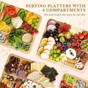 Wooden <b>Storage</b> <b>Tray</b> With Lid Compartmentalized Rectangle Food Container Varnished Solid Wood For Fruit Dessert Snacks - Product Image 5