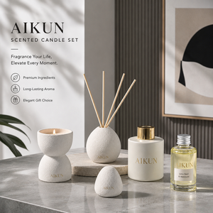 AIKUN Wholesale Supply Ceramic Candle Fragrance Set Natural Reed Diffuser Decorative Scent Solution for Living Space Brand - Product Image 1