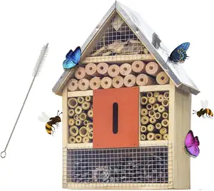 Bees & Many Other Beneficial Insects House Nesting Box Butterflies Shelter Bug Keeping Garden Decor Wood Insect House