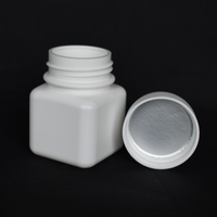 Bouteille de médecine en plastique HDPE carrée de taille mini de 50ML pour capsule de pilule de comprimé avec l'usine de base de la Chine de forme de bouchon à vis