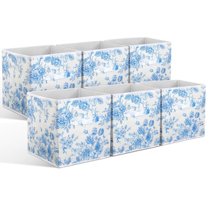 Set of <b>6</b> Foldable Cloth Storage Boxes Closet Dresser <b>Drawer</b> Organizer Fabric Baskets & Bins with Divider <b>Drawers</b> - Product Image 1