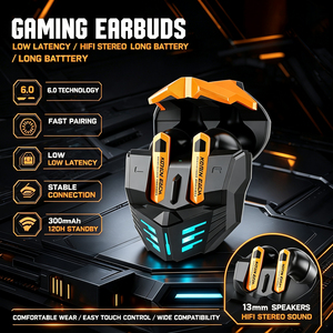 Écouteurs de jeu sans fil Bumblebee Mecha, <span class=keywords><strong>technologie</strong></span> 6.0, haut-parleur 13 mm, basses profondes, faible latence, écouteurs TWS, étui de charge futuriste - Product Image 1
