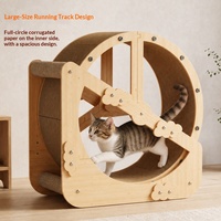 Tour d'activités multifonctionnel 3-en-1 pour chat en carton, avec tapis de course en bois, structure d'escalade et lit, pour fitness d'intérieur