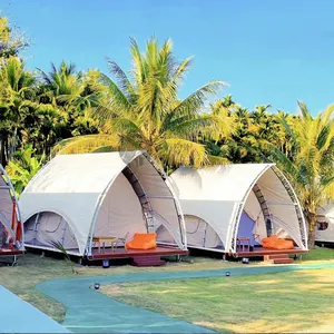 24 Mét vuông tente Safari Lodge Lux Safari sa mạc Lều glamping Lều sang trọng Vòng mái thép ống