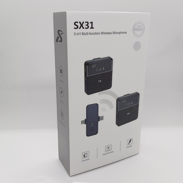 SX31-3 in 1 Lapel Microphone System Lavalier Wireless Microphone Professional Noise Cancelling Microphone for Smart Phone