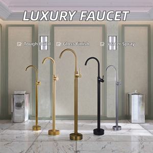 Ensemble baignoire et douche thermostatique à poignée unique, montage au sol, en laiton contemporain KAHNOS SLT-YG010, avec jet doux - Product Image 5