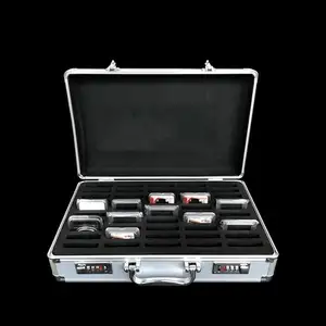 Custom aluminum frame sliver black color storage case aluminum box coin case holds 50 PCGS NGC coin slab holder