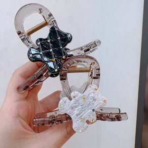 Horquilla de tiburón de moda coreana para mujer, 8cm, cola de caballo con flor blanca y negra, pinzas para el pelo, joyería para el cabello para niñas dulces, pinzas para la mandíbula - Product Image 5