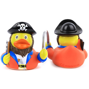 Pato pirata con logotipo personalizado al por mayor, plástico respetuoso con el medio ambiente, agua <span class=keywords><strong>de</strong></span> baño para bebés, juego flotante con sonido <span class=keywords><strong>de</strong></span> <span class=keywords><strong>goma</strong></span>, patito chirriante - Product Image 2