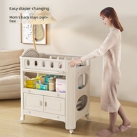 Station à couches pour nouveau-nés avec table à langer et commode organisatrice à hauteur réglable