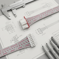 Kabel Harness Pita Datar Putih Merah Kustom dengan Header Pin Satu Ujung untuk Interkoneksi Sinyal Papan Kontrol Peralatan Rumah Tangga