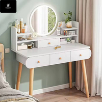 Ensemble de coiffeuse moderne et intelligente sans fil avec tiroirs en bois, meuble de rangement, bureau de maquillage pour chambre de fille, laqué acrylique sur pied