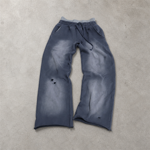 Pantalon de survêtement en coton molletonné double taille uni pour homme, style hip-hop, coupe large et ample, streetwear, avec cordon de serrage - Product Image 3