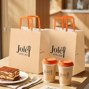 Custom Eco-Friendly Recyclable Disposable Kraft Paper Bags with Custom Printing for Bakery Cakes Cookies Food Takeaway <b>Packaging</b> - Product Image 1