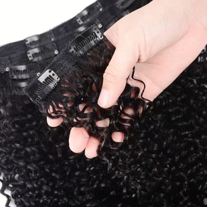 Extensions de cheveux bouclés crépus à clipser, fournisseur de cheveux humains afro crépus bouclés 3C 4A pour femmes, 120g/set, pour <span class=keywords><strong>tête</strong></span> entière - Product Image 6