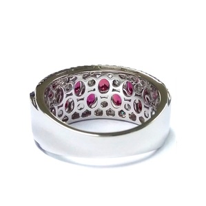 Bague personnalisée en or blanc massif 18 carats avec diamants naturels ovales et rubis sertis à griffes, large et massif, à plusieurs rangs, pour vente en gros - Product Image 3