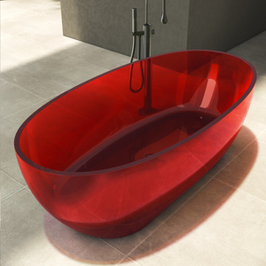 Forma ovale ammollo pietra artificiale vasca da bagno in resina color <span class=keywords><strong>ambra</strong></span> vasca da bagno in resina di cristallo colorato - Product Image 4