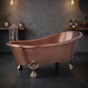 Hammered Pure Copper Luxury Freestanding Oval Bathtub Handcrafted <b>Bath</b> Barrel <b>for</b> Home & Hotel Use-Indian Home Crafts - Product Image 1