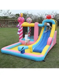 Candy Slide Trampoline Inflatable Bouncing House Combo With Swimming Pool