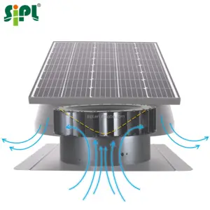 Kipas pembuangan uap industri Ventilator turbin atap tanpa daya 60W ekstraktor ventilasi atap atap kuat tenaga surya