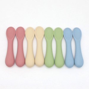 Cuchara de silicona para bebé, utensilio de alimentación suave para alimentos infantiles de 0 a 12 meses, sin BPA, mango de color sólido incluido - Product Image 1