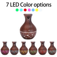 Diffuseur d'arômes USB en bois ajouré, mini humidificateur ultrasonique, huile essentielle, LED 7 couleurs, aromathérapie pour la maison et le bureau