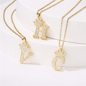 Popolare <span class=keywords><strong>Collana</strong></span> con Ciondolo <span class=keywords><strong>Lettera</strong></span> Iniziale in Ottone Placcato Oro 18K con Zirconi Cubici, 26 Lettere dell'Alfabeto Inglese - Product Image 3