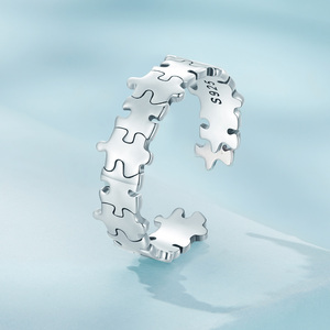 Usine 925 argent Sterling <span class=keywords><strong>jeu</strong></span> de Puzzle créatif anneaux d'ouverture pour les femmes irrégulière empilable Punk fête fille anneau bijoux SCR925 - Product Image 2