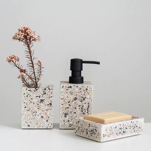 Set di articoli da bagno per Hotel di lusso leggero <span class=keywords><strong>l</strong></span> Dispenser per sapone in Terrazzo portaspazzolino portasapone Set di accessori per il bagno - Product Image 2