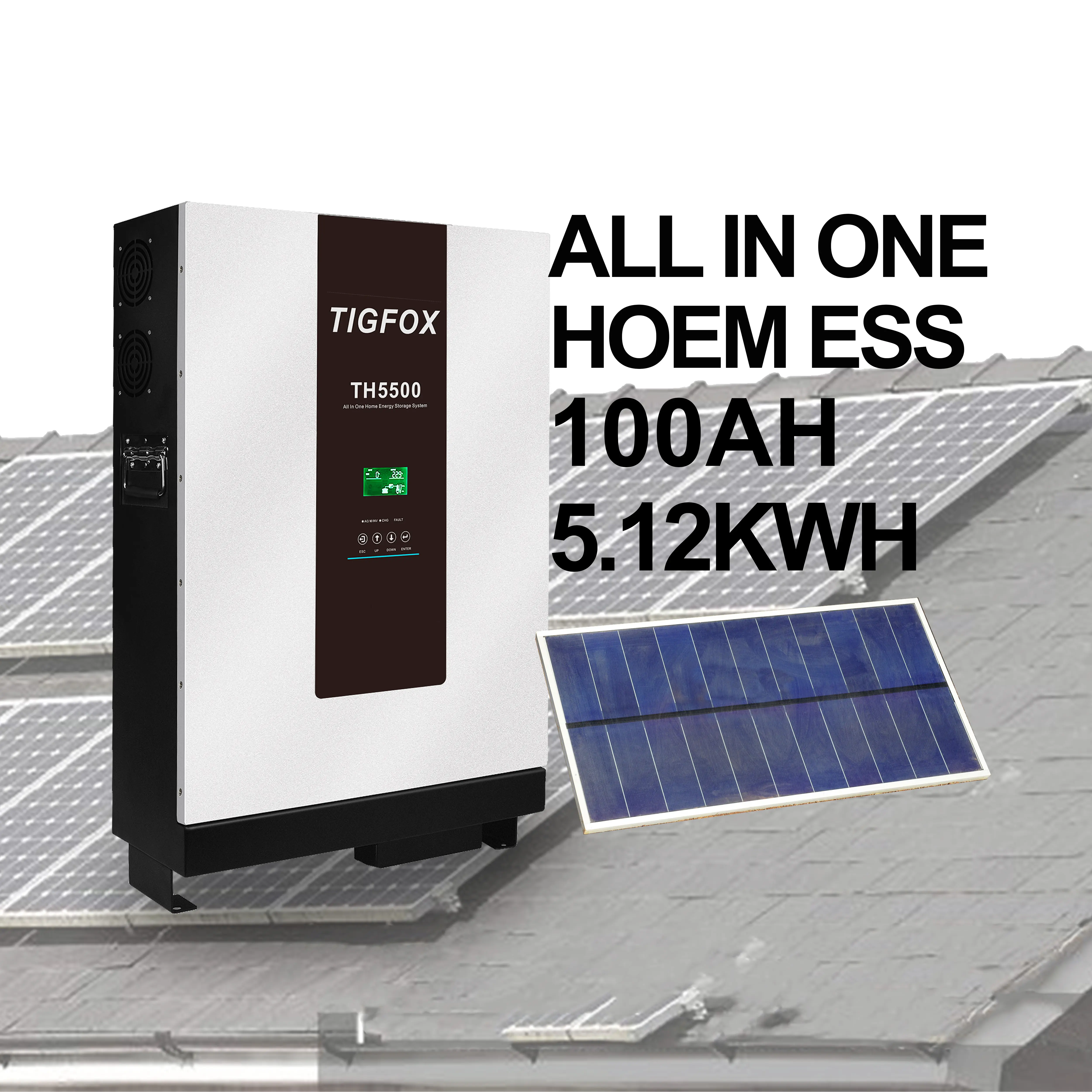 Tigfox All In One 48V Accu Inverter Compleet Huis Energie Opslag Systeem Voor Zonne-Energie Pv Systeem Opslag 5kw Zonne-Energie Systeem