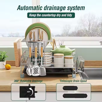 Égouttoir à vaisselle de comptoir en acier inoxydable 304 à deux couches grand porte-ustensiles de cuisine Double séchage de la vaisselle pour les étagères de rangement à la maison