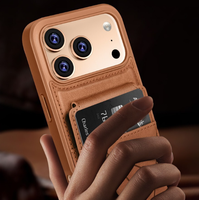 Étui de luxe en cuir PU pour iPhone 12 13 14 15 16 17 Pro Max avec porte-cartes, support pliable et protection antichoc