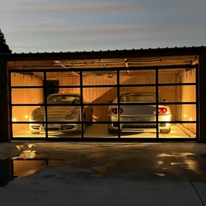 Porte moustiquaire de garage personnalisée moderne résistante aux ouragans Porte de garage enroulable en verre trempé insonorisé noir automatique à vendre - Product Image 5