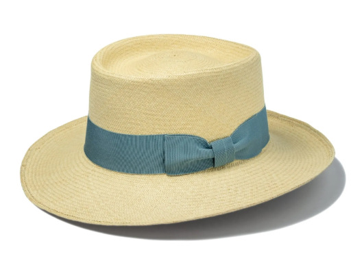 crème + sangle de chapeau bleu lac