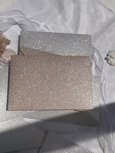 Cartes de mariage personnalisées avec impression dorée sur papier pailleté, enveloppes pailletées assorties - Product Image 4