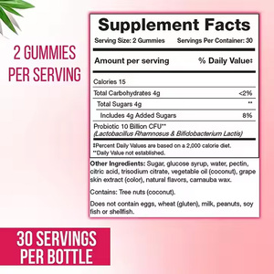 10 tỷ CFU Probiotic Gummies cho sức khỏe phụ nữ Ăn chay tiêu hóa Enzyme Probiotic bổ sung Probiotic - Product Image 5