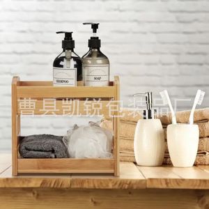 Wooden Double Layer Storage Rack For Paint <b>Bottles</b> And <b>Brushes</b> Desktop Organizer Art Supply Holder Stationary Holders - Product Image 2