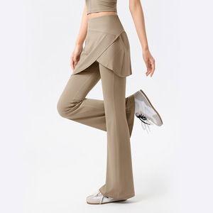 Nuovi Arrivi: Leggings da Donna 2 <span class=keywords><strong>in</strong></span> 1 con Gonna Elegante e Pantaloni a Zampa, <span class=keywords><strong>in</strong></span> Nylon Spandex, Vestibilità Slim, Alta Elasticità, Effetto Seconda Pelle, per Allenamento - Product Image 2