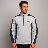 Sweat-shirt coupe-vent en nylon de qualité supérieure à fermeture éclair pour hommes Logo personnalisé athlétique haut à manches longues imprimé pour le golf de printemps